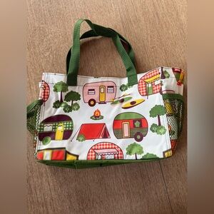 Thirty-One Camper Print Tote with Green Accents